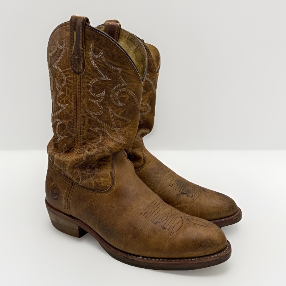 Double-H Boots Dylan Mens 11 EE ICE Work Western Cowboy Brown Leather DH1552